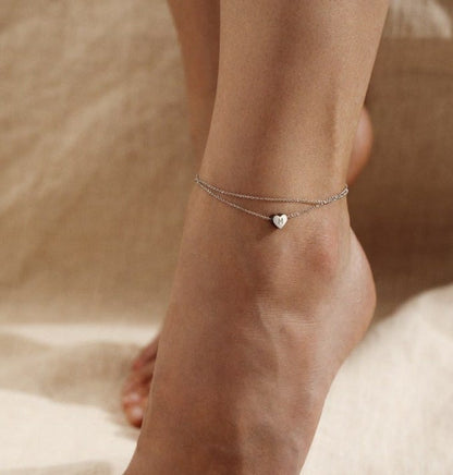 Initial Anklets with Heart Charm