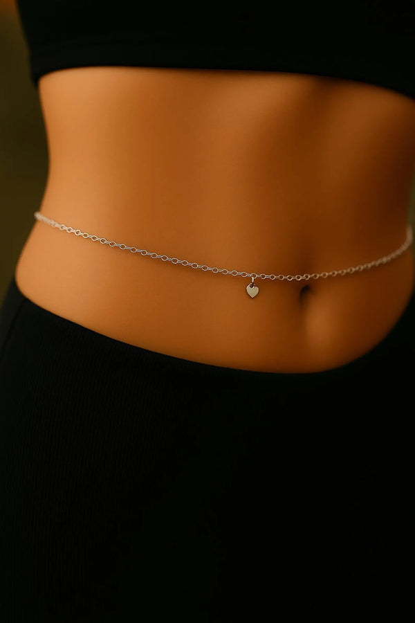 Dainty Silver Heart Waist Chain