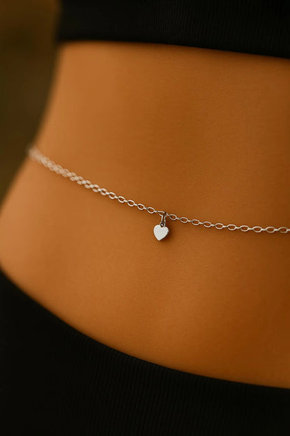 Dainty Silver Heart Waist Chain