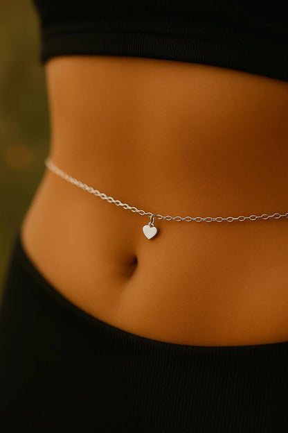 Dainty Silver Heart Waist Chain