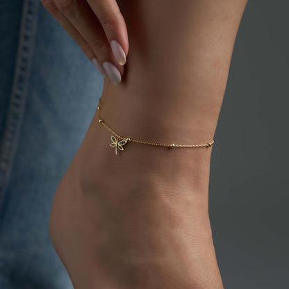 Dragon Fly Gold Anklet