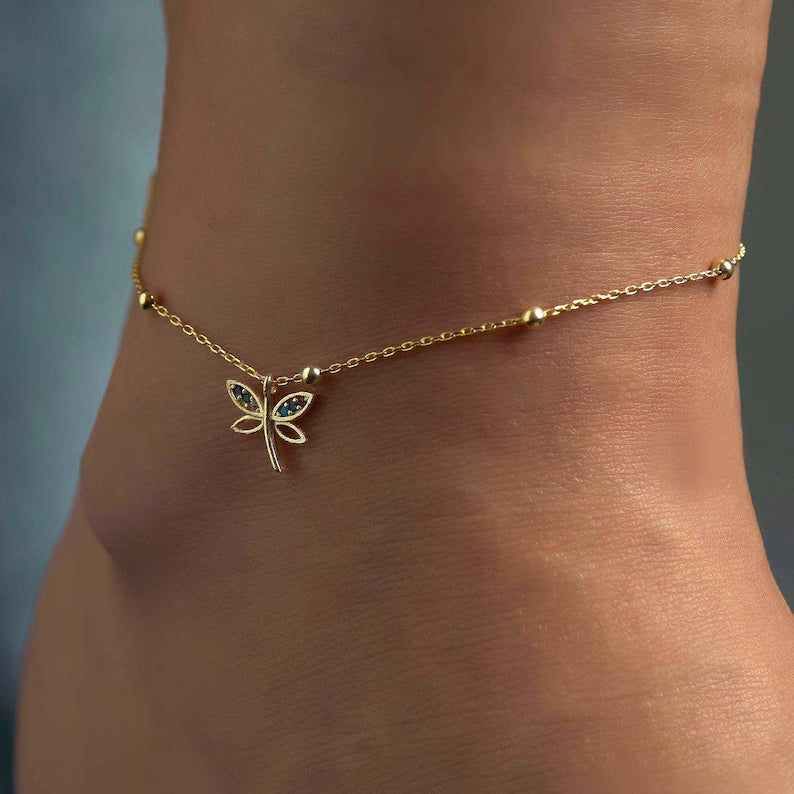 Dragon Fly Gold Anklet