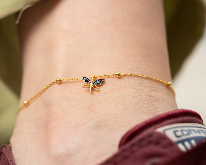 Dragon Fly Gold Anklet